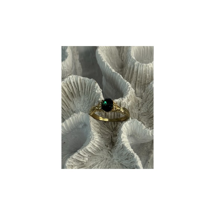 Gold Plated Green CZ Ring Size 9