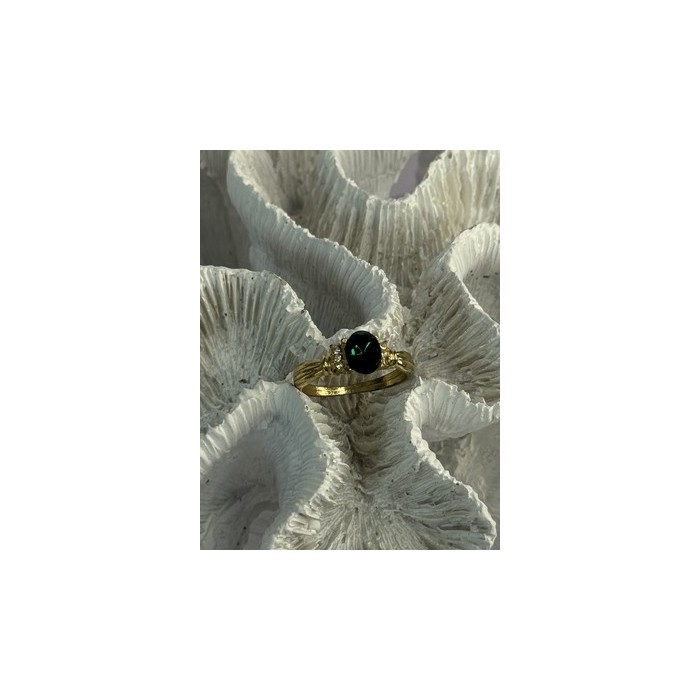 Gold Plated Green CZ Ring Size 9