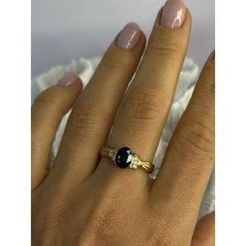 Gold Plated Green CZ Ring Size 9