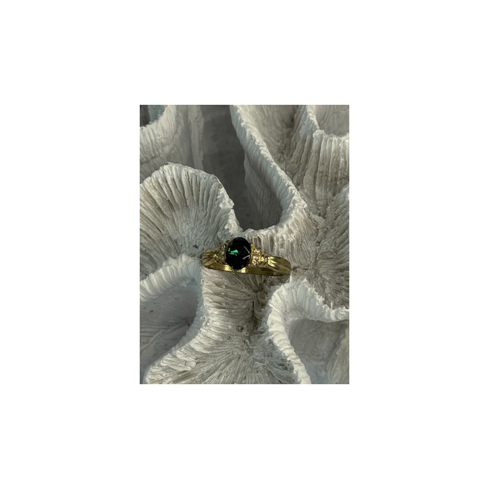 Gold Plated Green CZ Ring Size 9