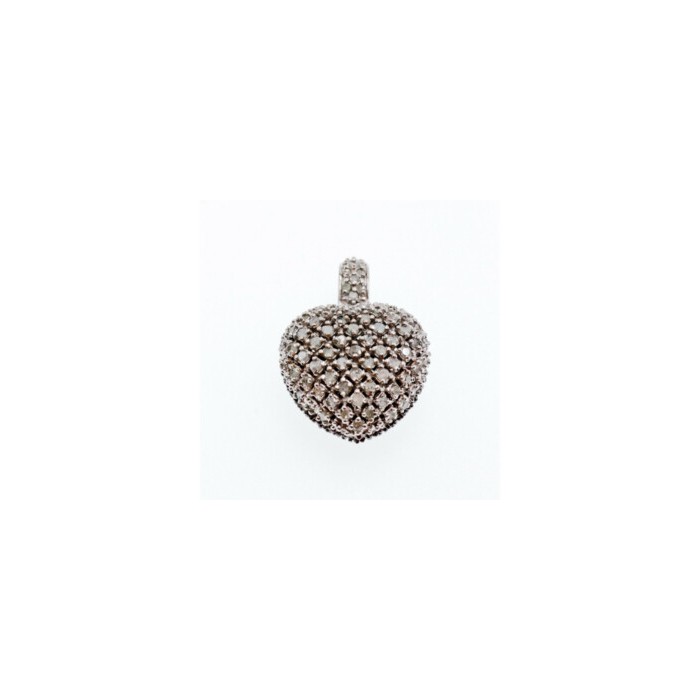 925 Sterling Silver White & Black Spinel Heart Pendant
