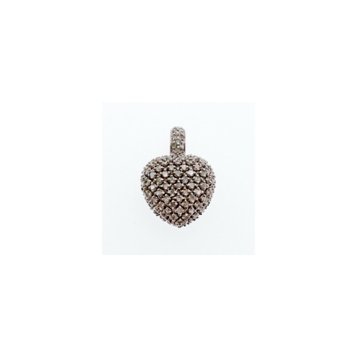 925 Sterling Silver White & Black Spinel Heart Pendant