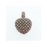 925 Sterling Silver White & Black Spinel Heart Pendant
