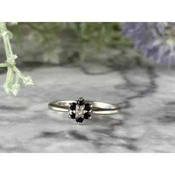 10K WHITE GOLD SAPPHIRES & DIAMOND 