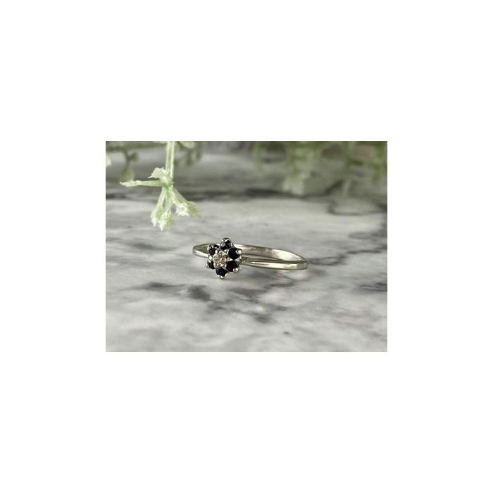 10K WHITE GOLD SAPPHIRES & DIAMOND 