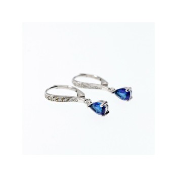 925 Sterling Silver Sapphire & CZ Earrings