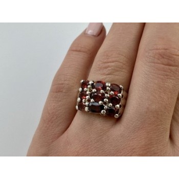 925 Sterling Silver Almandine Ring Size 8