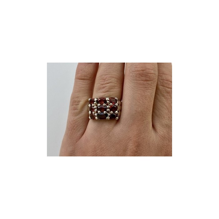 925 Sterling Silver Almandine Ring Size 8