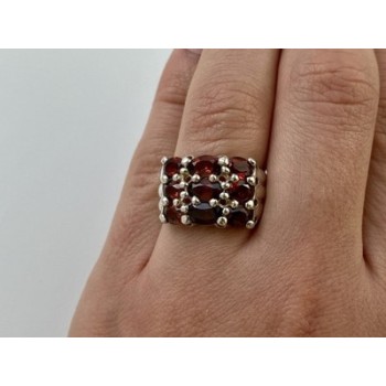 925 Sterling Silver Almandine Ring Size 8