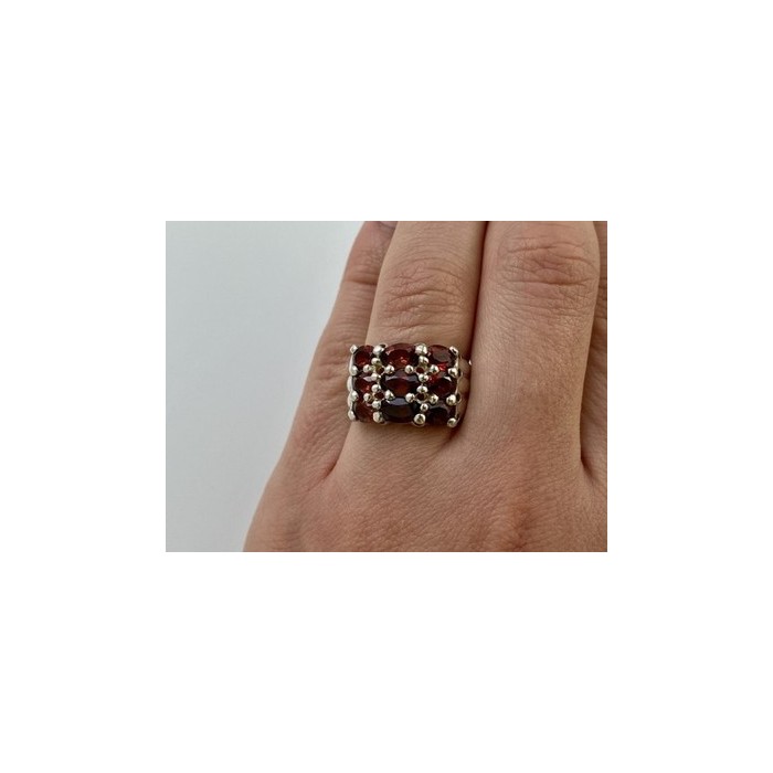 925 Sterling Silver Almandine Ring Size 8
