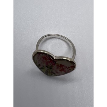 925 Sterling Silver Art Print Under Glass Cover Ring Size 8.5