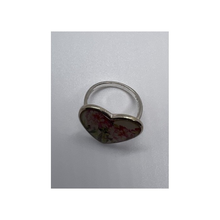 925 Sterling Silver Art Print Under Glass Cover Ring Size 8.5