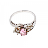925 Sterling Silver Morganite & CZ Ring Size 6.5