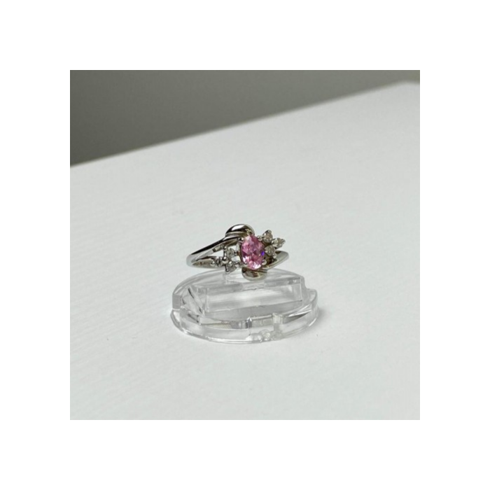 925 Sterling Silver Morganite & CZ Ring Size 6.5