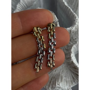 Italy Milor 925 Sterling Silver Gold Plated Earrings Length 1.40 inch