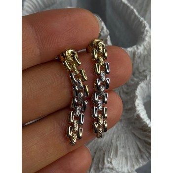 Italy Milor 925 Sterling Silver Gold Plated Earrings Length 1.40 inch