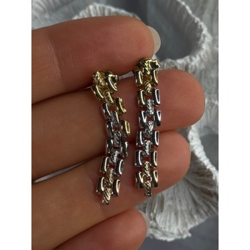 Italy Milor 925 Sterling Silver Gold Plated Earrings Length 1.40 inch
