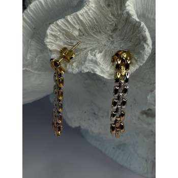 Italy Milor 925 Sterling Silver Gold Plated Earrings Length 1.40 inch