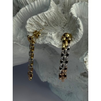 Italy Milor 925 Sterling Silver Gold Plated Earrings Length 1.40 inch