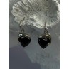 925 Sterling Silver Onyx Heart Dolphin Earrings Length 0.90 inch