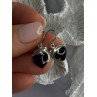 925 Sterling Silver Onyx Heart Dolphin Earrings Length 0.90 inch