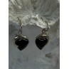 925 Sterling Silver Onyx Heart Dolphin Earrings Length 0.90 inch