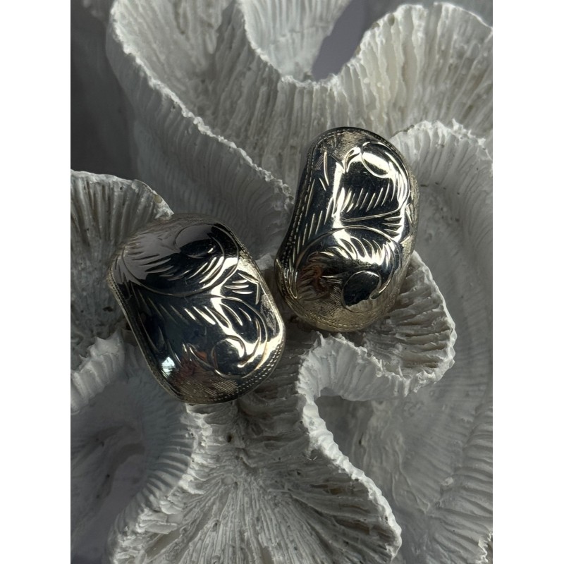 Vintage Esthetic 925 Sterling Silver Clip On Earrings Length 1.20 inch