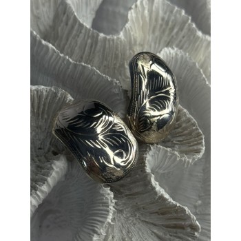 Vintage Esthetic 925 Sterling Silver Clip On Earrings Length 1.20 inch