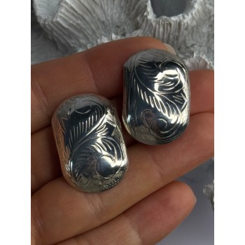 Vintage Esthetic 925 Sterling Silver Clip On Earrings Length 1.20 inch