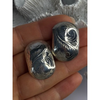 Vintage Esthetic 925 Sterling Silver Clip On Earrings Length 1.20 inch