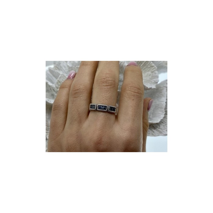 925 Sterling Silver Blue Spinel Ring Size 9