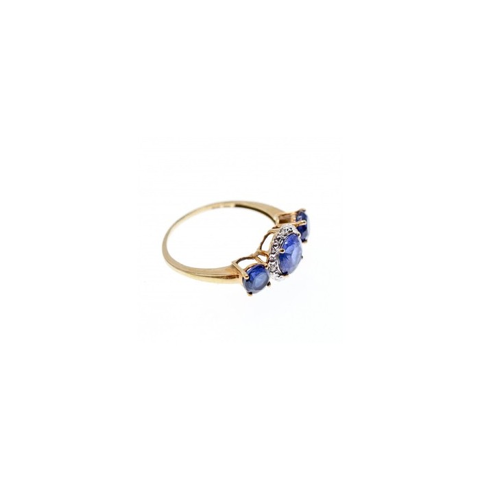 10K YELLOW GOLD LONDON BLUE TOPAZ & DIAMONDS RING SIZE 6.5