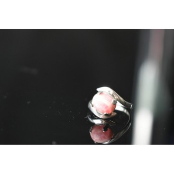 925 Sterling Silver Pink Agate Ring Size 6.5