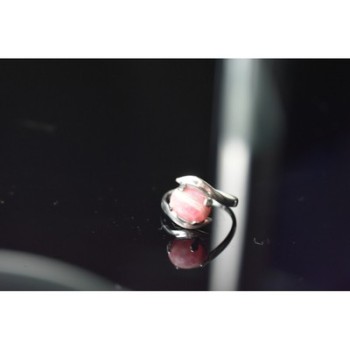 925 Sterling Silver Pink Agate Ring Size 6.5