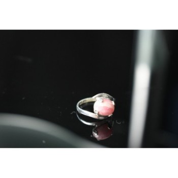 925 Sterling Silver Pink Agate Ring Size 6.5