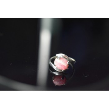 925 Sterling Silver Pink Agate Ring Size 6.5
