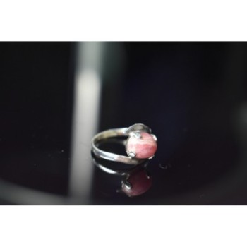 925 Sterling Silver Pink Agate Ring Size 6.5