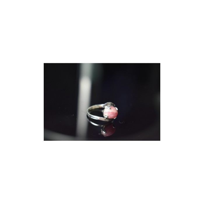 925 Sterling Silver Pink Agate Ring Size 6.5