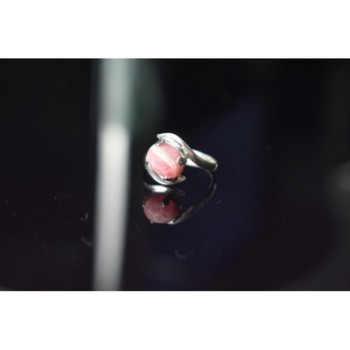 925 Sterling Silver Pink Agate Ring Size 6.5
