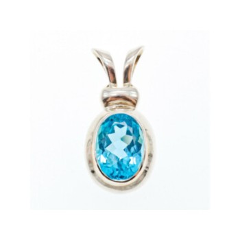 925 STERLING SILVER BLUE TOPAZ PENDANT