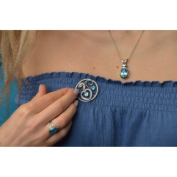 925 STERLING SILVER BLUE TOPAZ PENDANT