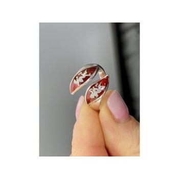 925 Sterling Siamese Silver Enamel Ring Size 5.5 (adjustable)