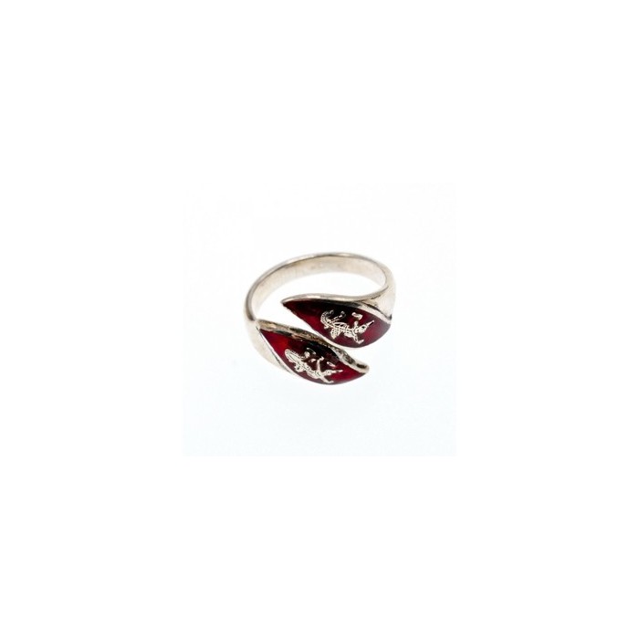 925 Sterling Siamese Silver Enamel Ring Size 5.5 (adjustable)