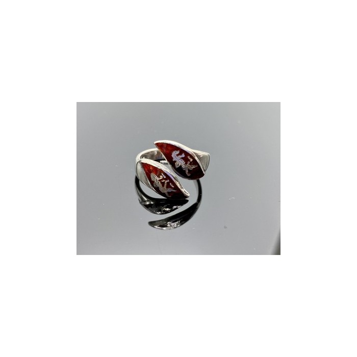 925 Sterling Siamese Silver Enamel Ring Size 5.5 (adjustable)