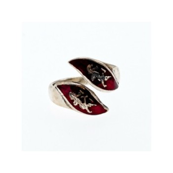 925 Sterling Siamese Silver Enamel Ring Size 5.5 (adjustable)