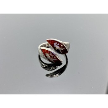 925 Sterling Siamese Silver Enamel Ring Size 5.5 (adjustable)