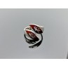 925 Sterling Siamese Silver Enamel Ring Size 5.5 (adjustable)