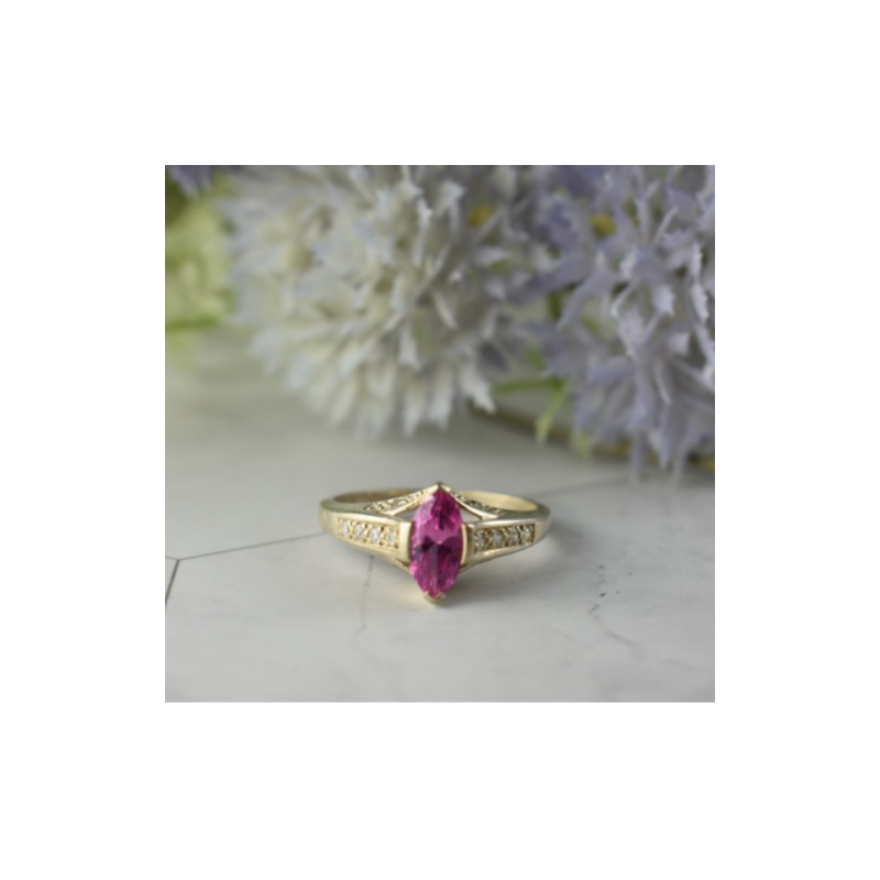 925 Sterling Silver Pink Spinel & CZ Ring Size 11