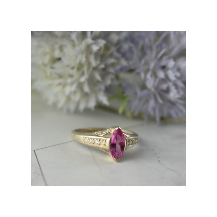 925 Sterling Silver Pink Spinel & CZ Ring Size 11