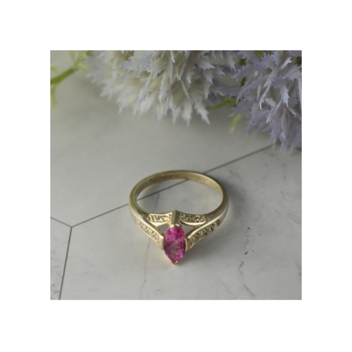 925 Sterling Silver Pink Spinel & CZ Ring Size 11